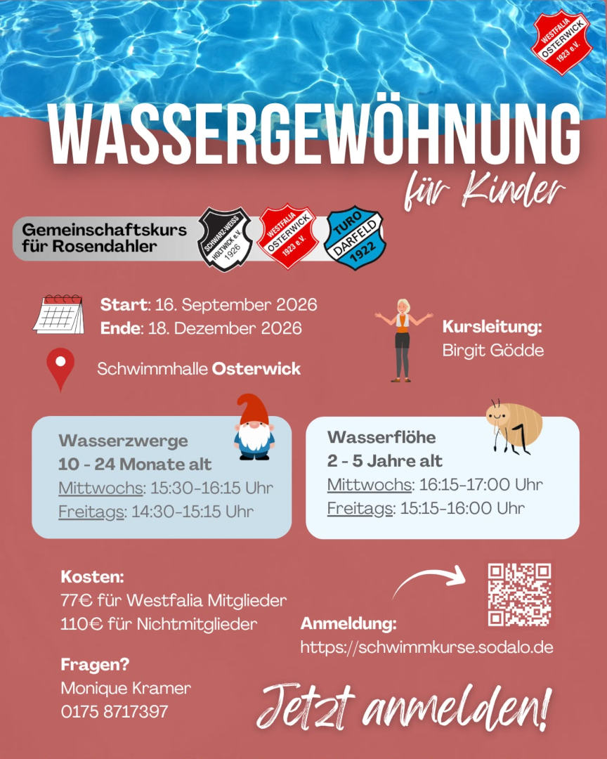 Plakat für den neuen Kurs Wassergewöhnung