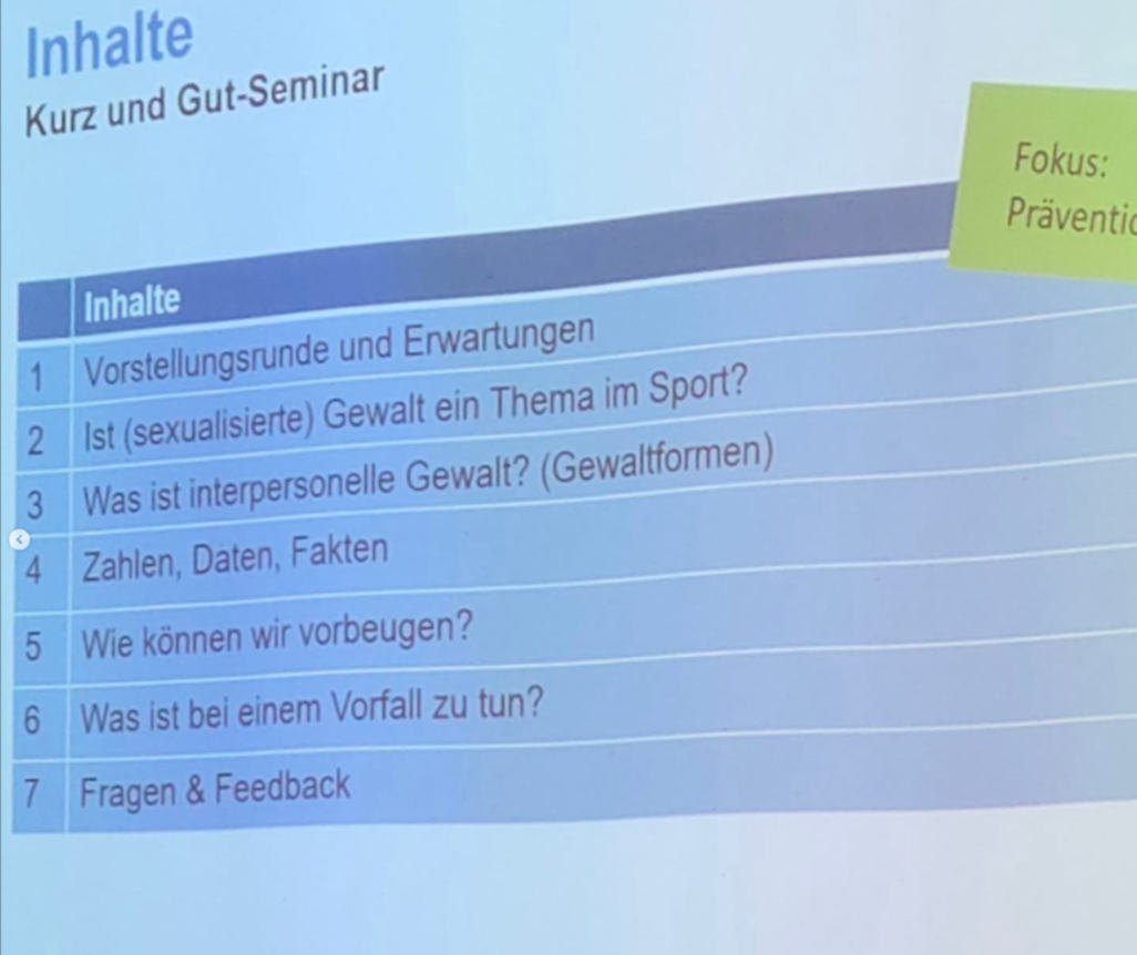 Agenda des Workshops