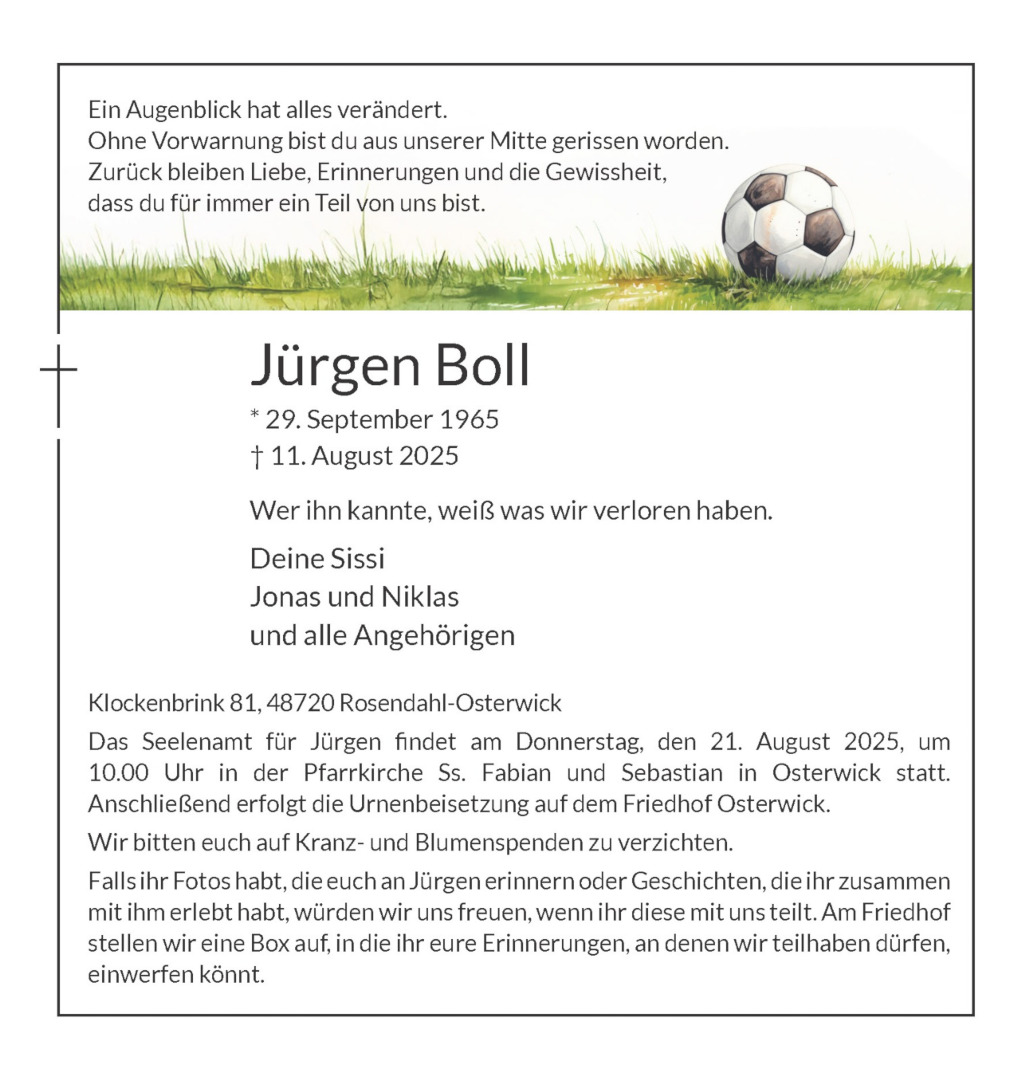 Traueranzeige Jürgen Boll